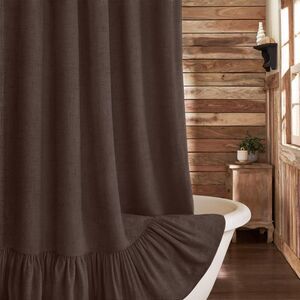 72"W x 72"L, Linen Shower Curtain with Ruffle Hem (Flax Brown)